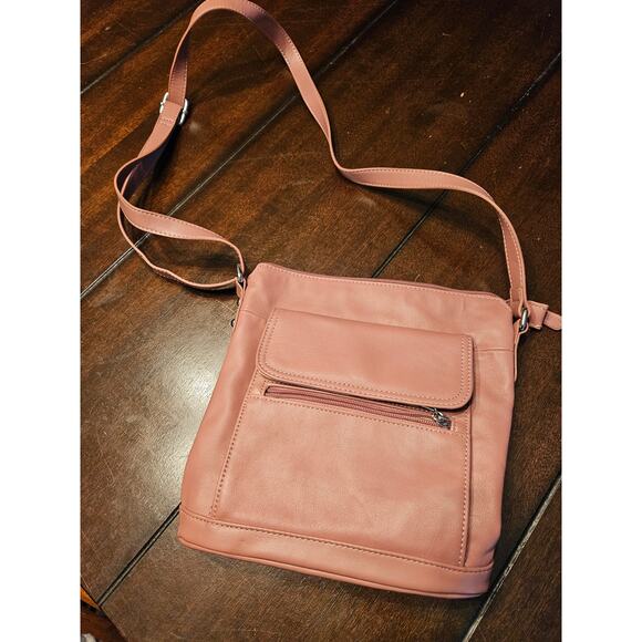 GIANI BERNINI Nappa Venice leather crossbody organizer bag -Rose / Pink (Used) - Picture 1 of 11